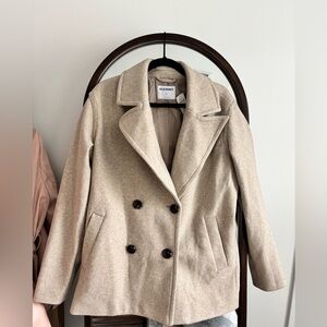 Old Navy Women's Beige Double-Breasted Pea Coat